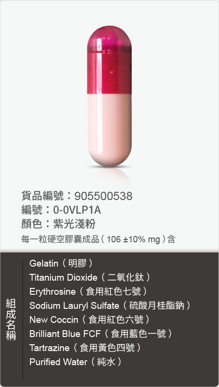 明膠空膠囊,顏色:紫光淺粉 原始規格圖