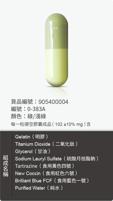 明膠空膠囊,顏色:綠/淺綠 原始規格圖