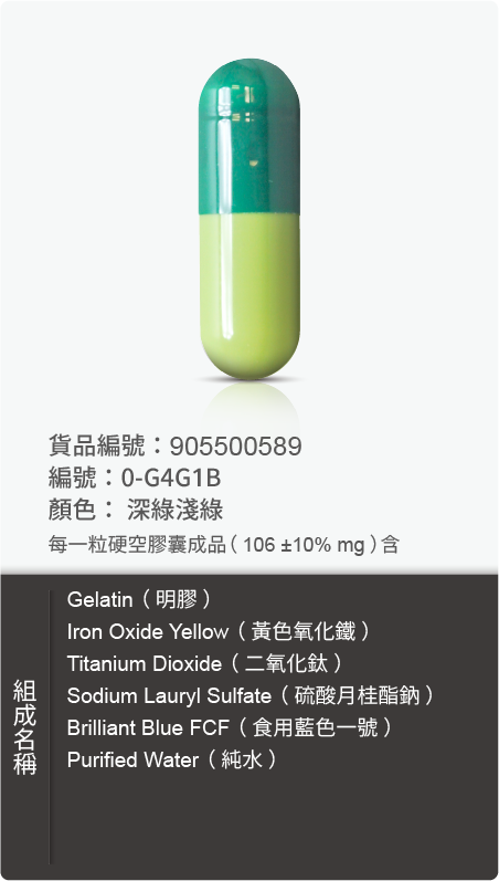 明膠空膠囊,顏色:深綠淺綠 原始規格圖