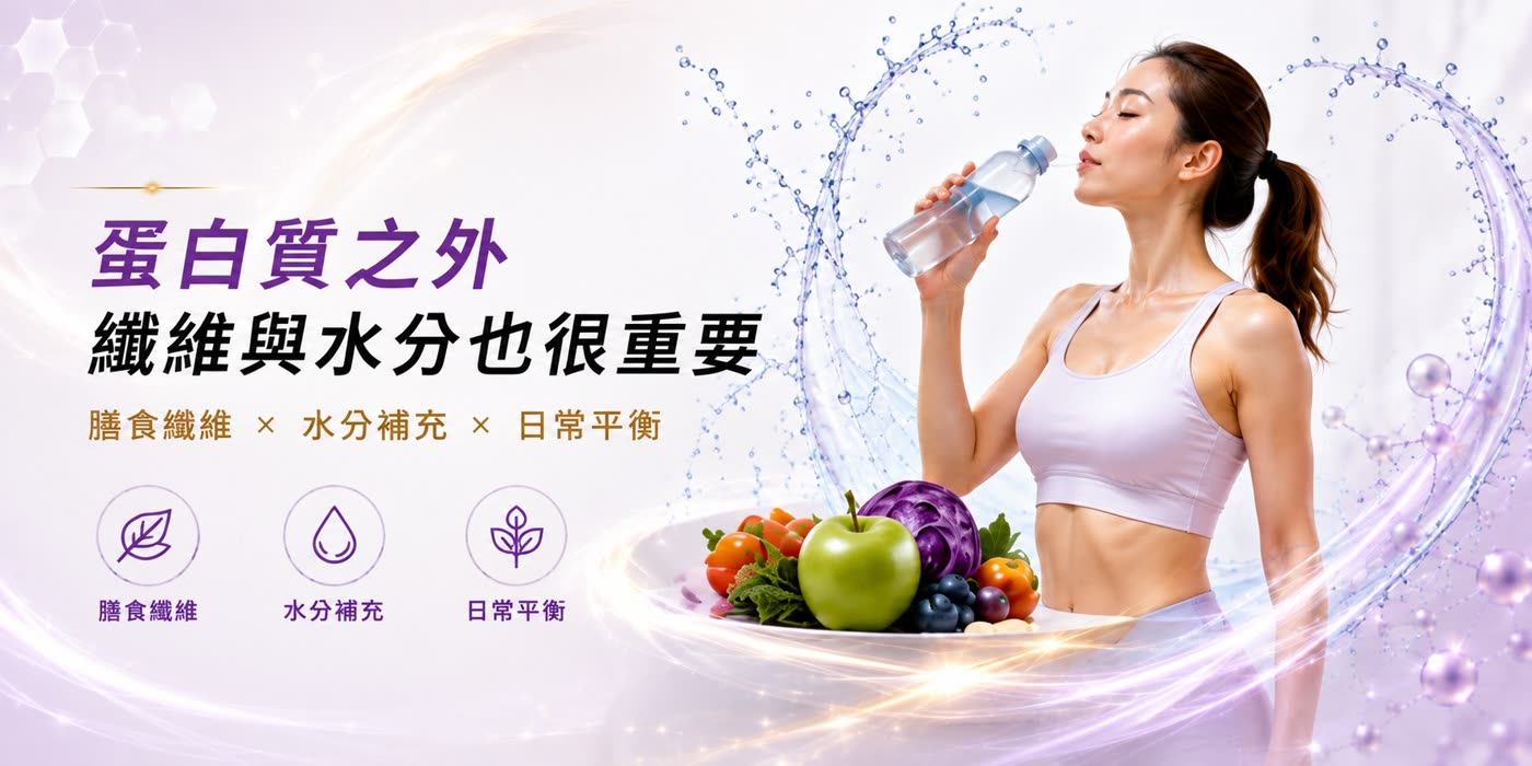 蛋白質之外,纖維與水分也很重要